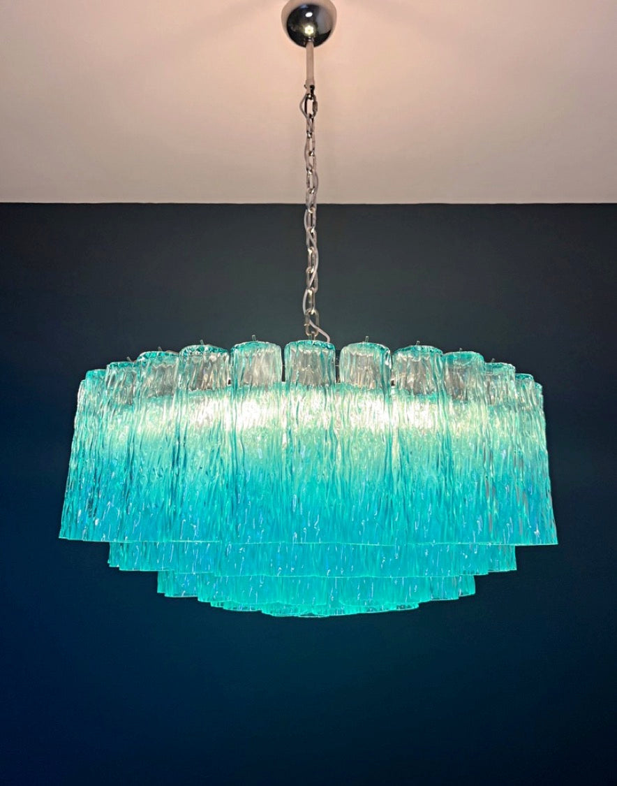 Murano Lysekrone – 101 Turkise Glassrør – detalj 7 – Murano Classics