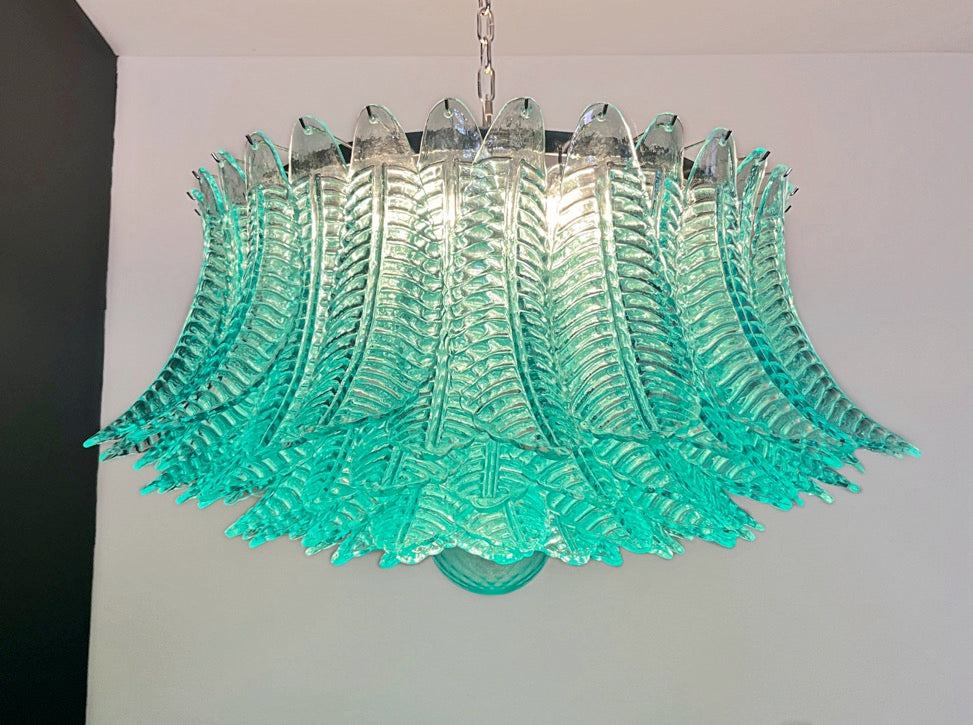Murano Chandelier – 100 Turquoise Felci Glass – detail 3 – Murano Classics