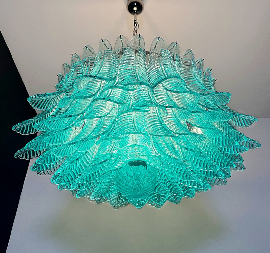Murano Chandelier – 100 Turquoise Felci Glass – detail 2 – Murano Classics