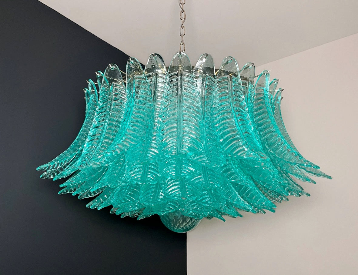 Murano Chandelier – 100 Turquoise Felci Glass – detail 11 – Murano Classics