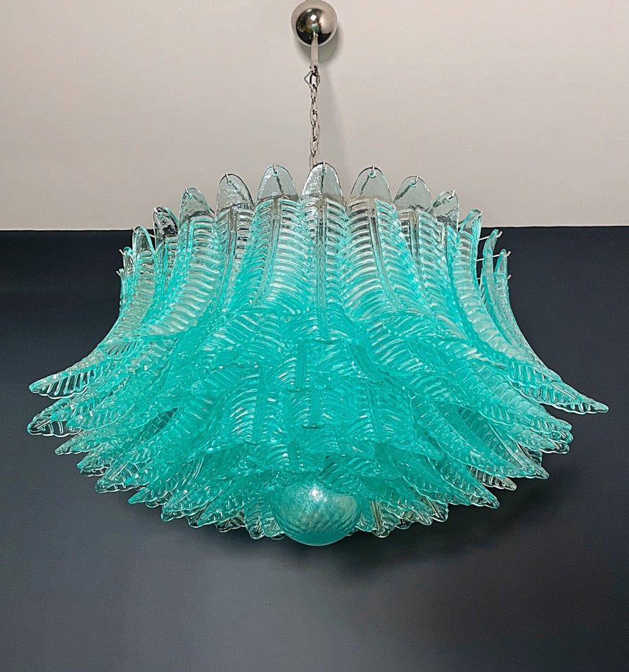 Murano Chandelier – 100 Turquoise Felci Glass – detail 9 – Murano Classics
