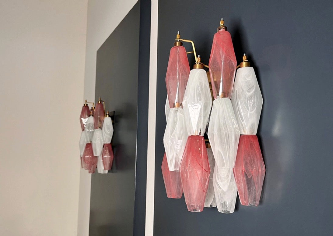 Lampadario Murano – 17 Vetri Poliedri Alabastro Rosa Bianco – dettaglio 10 – Murano Classics