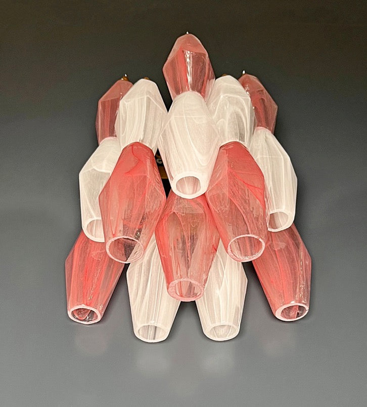 Lampadario Murano – 17 Vetri Poliedri Alabastro Rosa Bianco – dettaglio 6 – Murano Classics