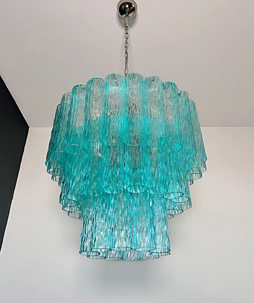 Murano Lysekrone – 52 Turkise Glassrør – Murano Classics
