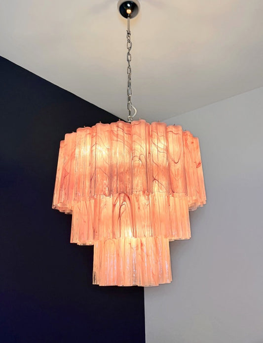 Murano Lysekrone | 52 Rosa Alabaster Rørglass