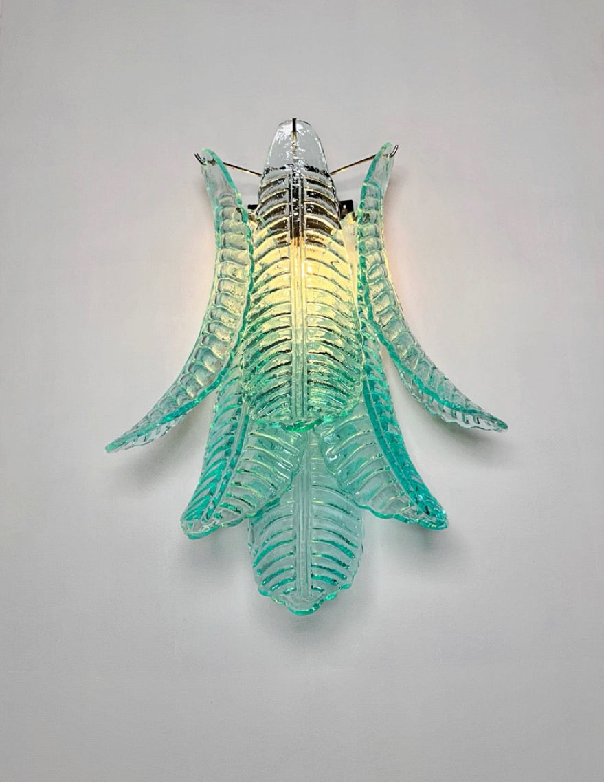 Murano Wandlamp – 6 Turquoise Felciglassen – Set van 2 – detail 4 – Murano Classics
