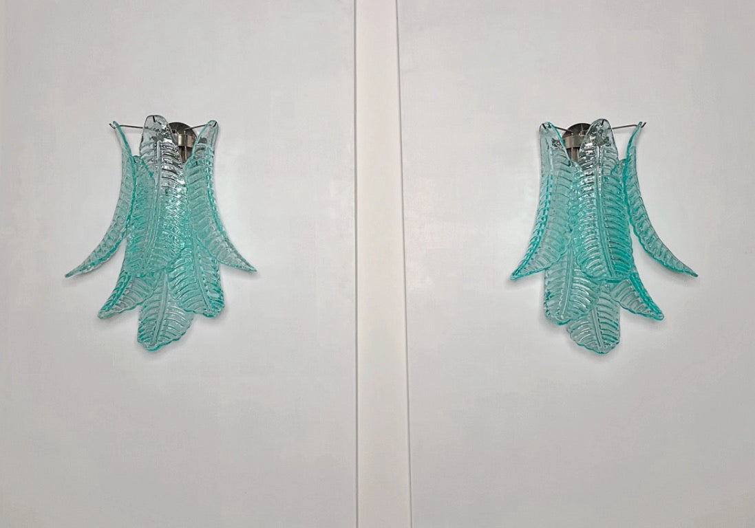 Murano Vegglampe | 6 Turkise Felciglass | 1 par