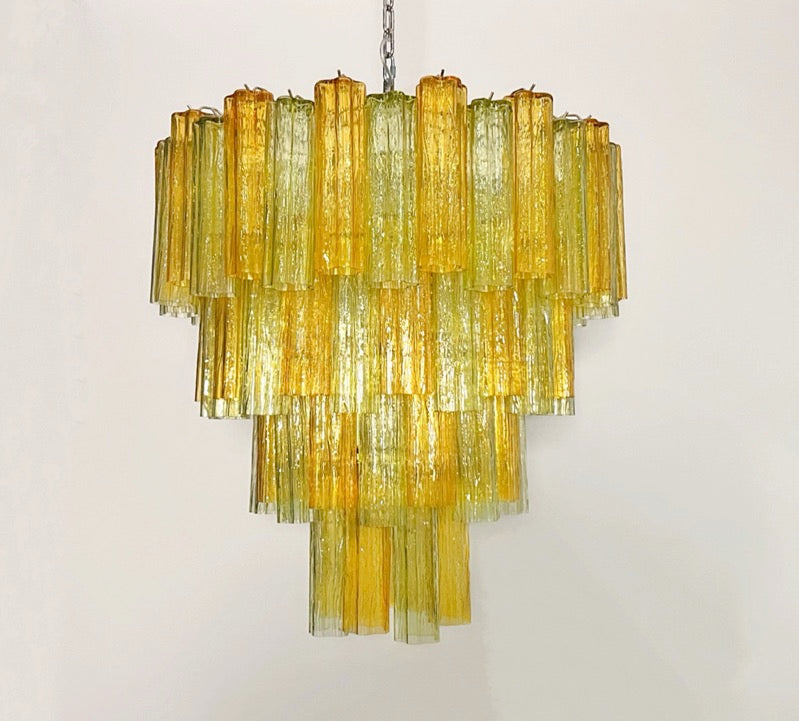 Murano Chandelier – 80 Yellow Green Glass Tubes – Murano Classics