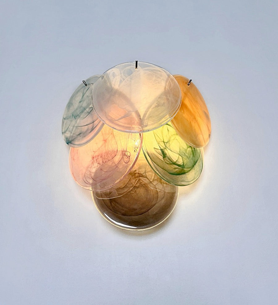 Murano Wall Lamp – 6 Multicoloured Alabaster Disc Glass – Set of 2 – detail 4 – Murano Classics