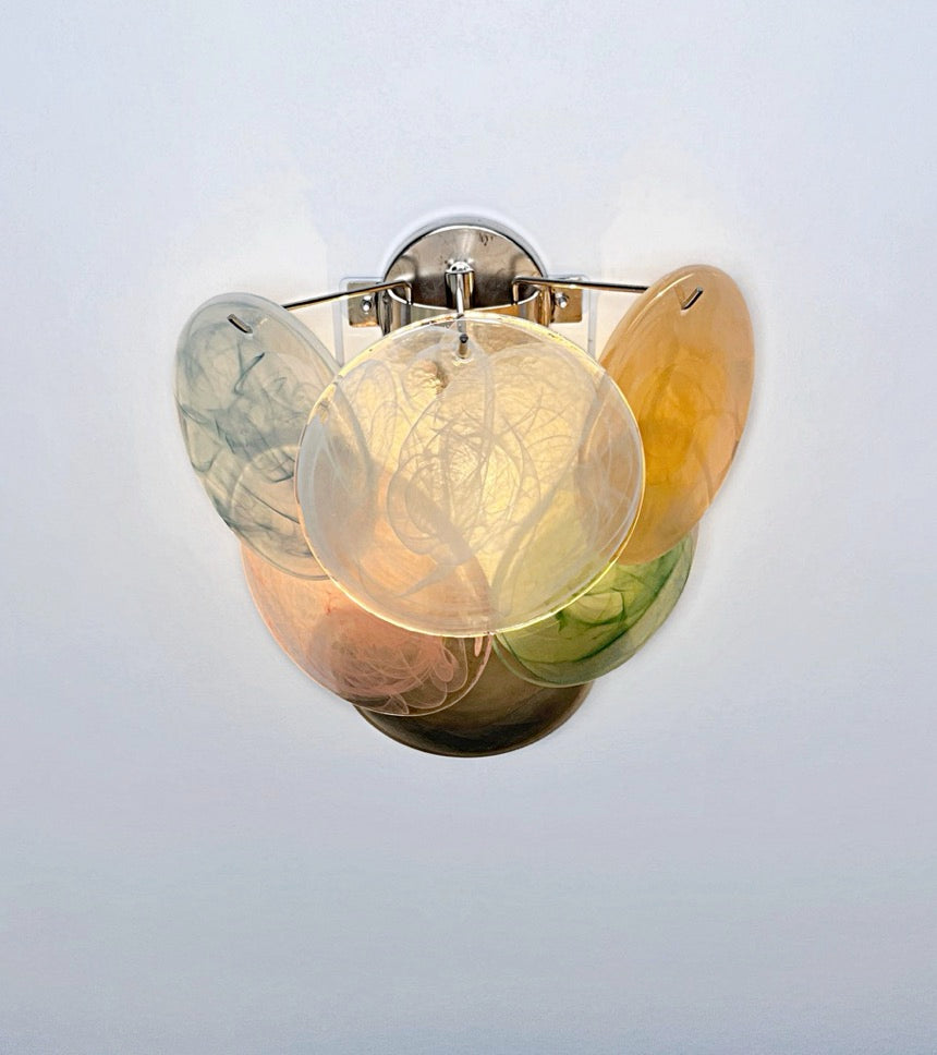 Murano Wall Lamp – 6 Multicoloured Alabaster Disc Glass – Set of 2 – detail 2 – Murano Classics