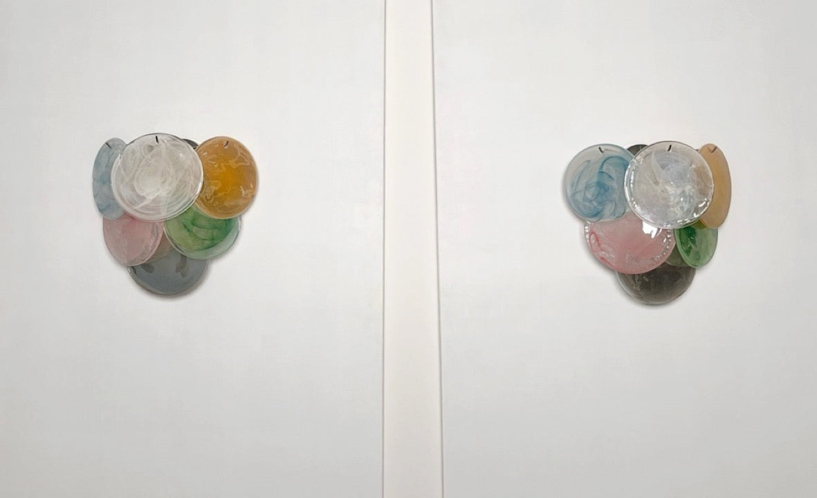 Murano Wall Lamp – 6 Multicoloured Alabaster Disc Glass – Set of 2 – Murano Classics