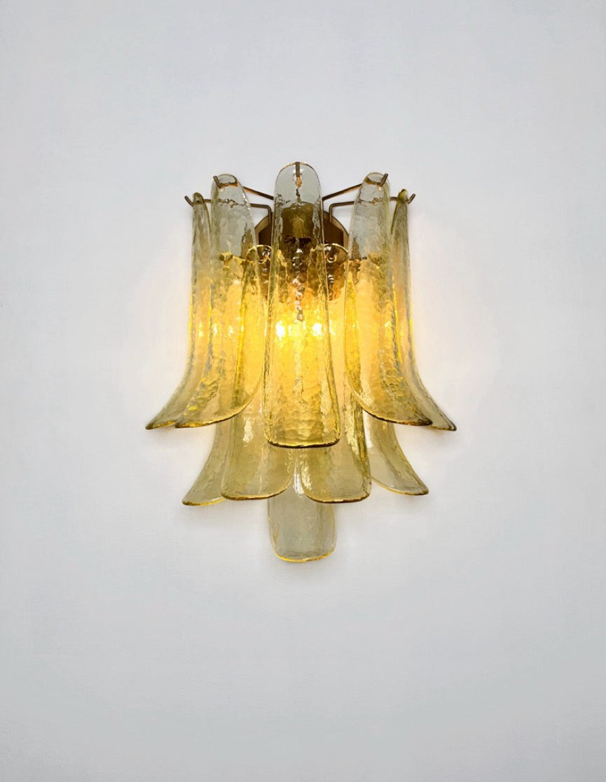 Murano Wandlampe – 10 Grün-Gold Blütenblattglas – 2er-Set – Detail 5 – Murano Classics