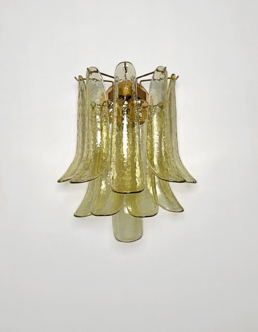 Murano Wandlampe – 10 Grün-Gold Blütenblattglas – 2er-Set – Detail 11 – Murano Classics