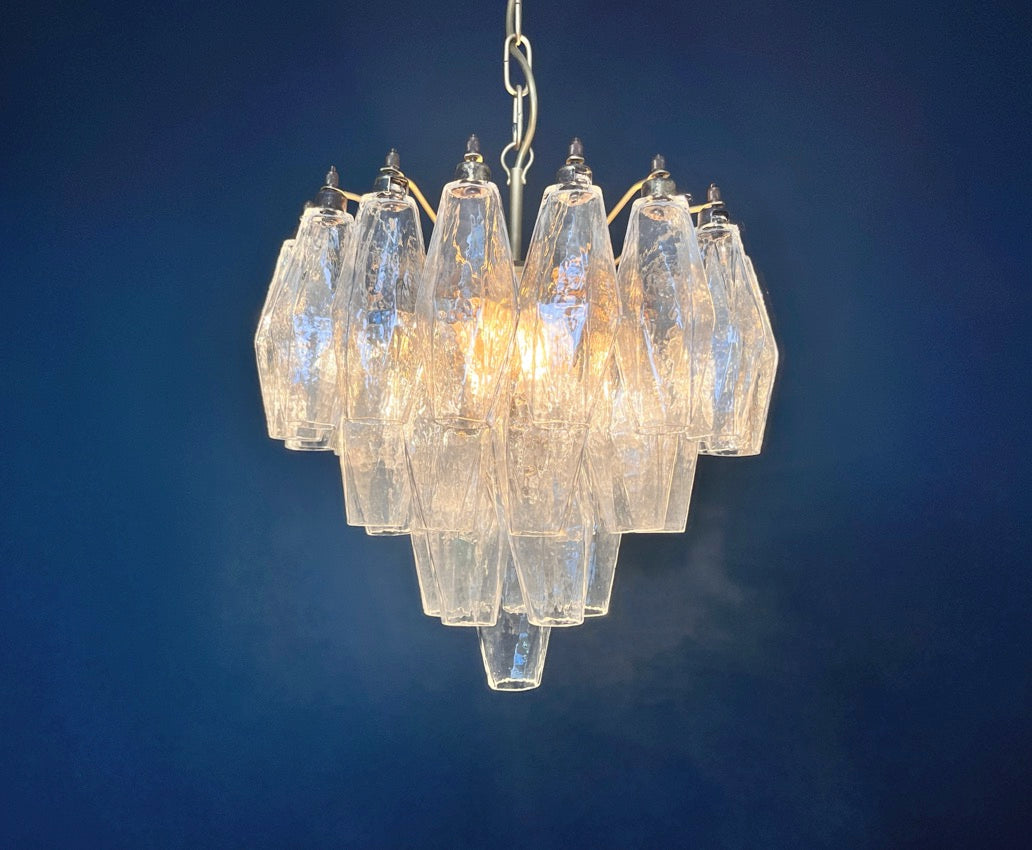 Murano Chandelier – 32 Clear Poliedri Glass – detail 7 – Murano Classics