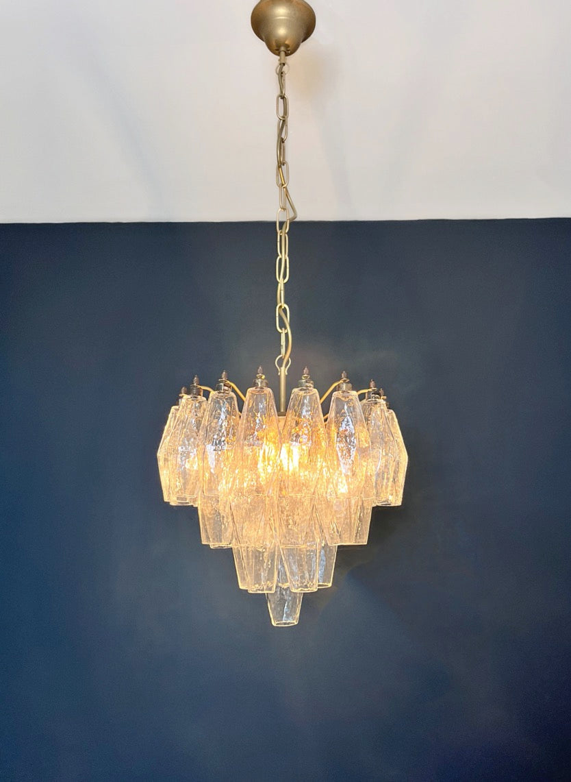 Murano Chandelier – 32 Clear Poliedri Glass – detail 6 – Murano Classics