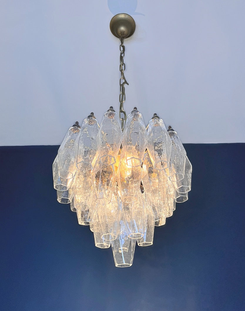 Murano Chandelier – 32 Clear Poliedri Glass – detail 5 – Murano Classics