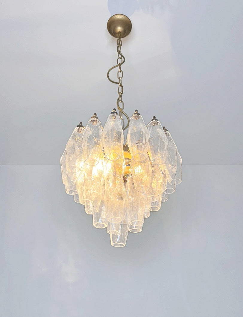 Murano Chandelier – 32 Clear Poliedri Glass – detail 2 – Murano Classics