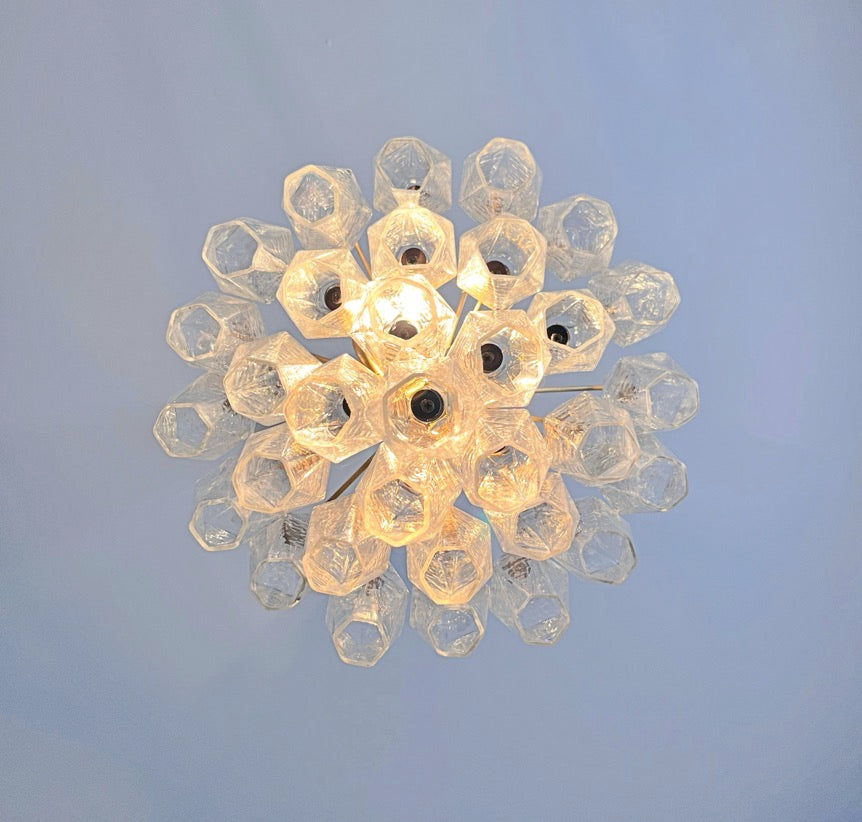 Murano Chandelier – 32 Clear Poliedri Glass – detail 1 – Murano Classics