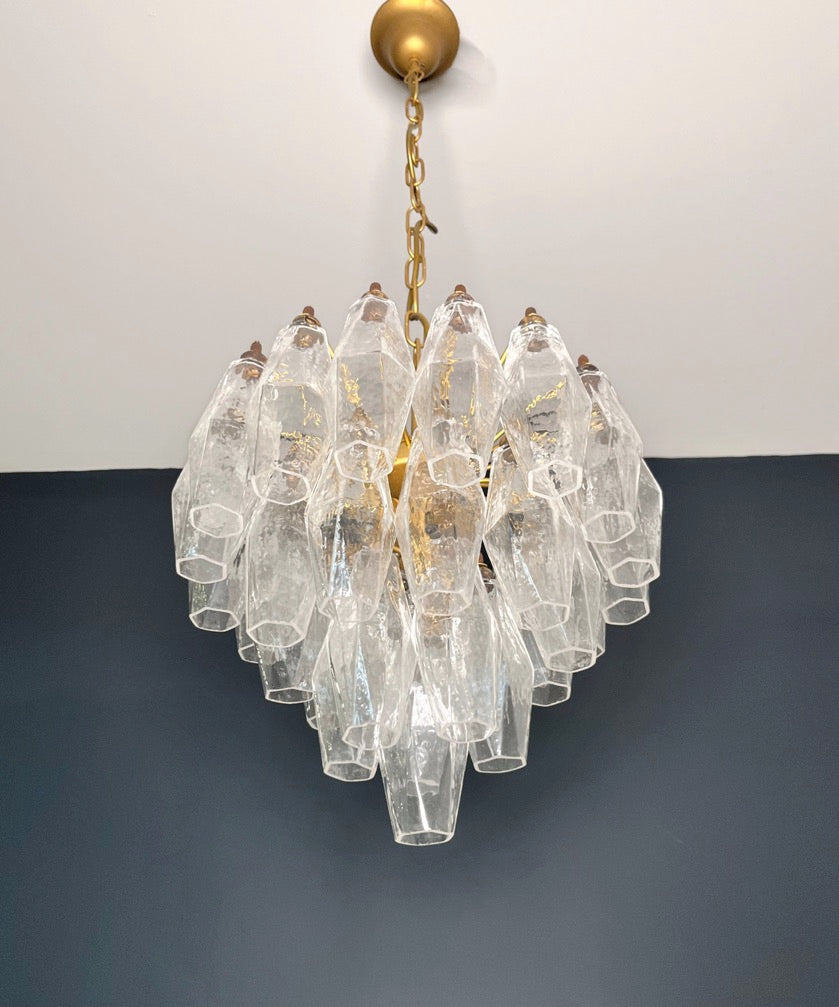 Murano Chandelier – 32 Clear Poliedri Glass – detail 11 – Murano Classics