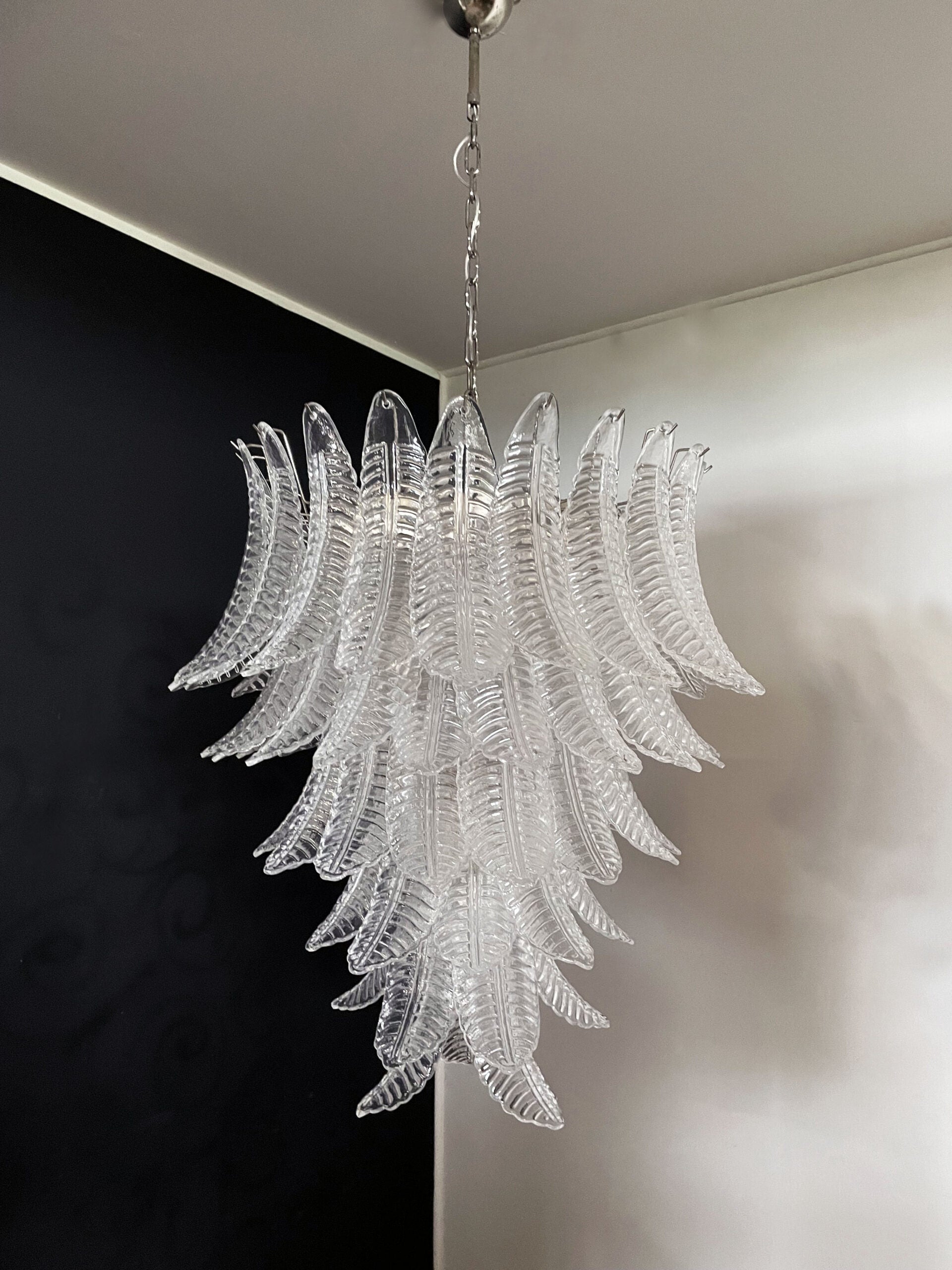 Murano Chandelier – 75 Clear Felci Glass – detail 6 – Murano Classics