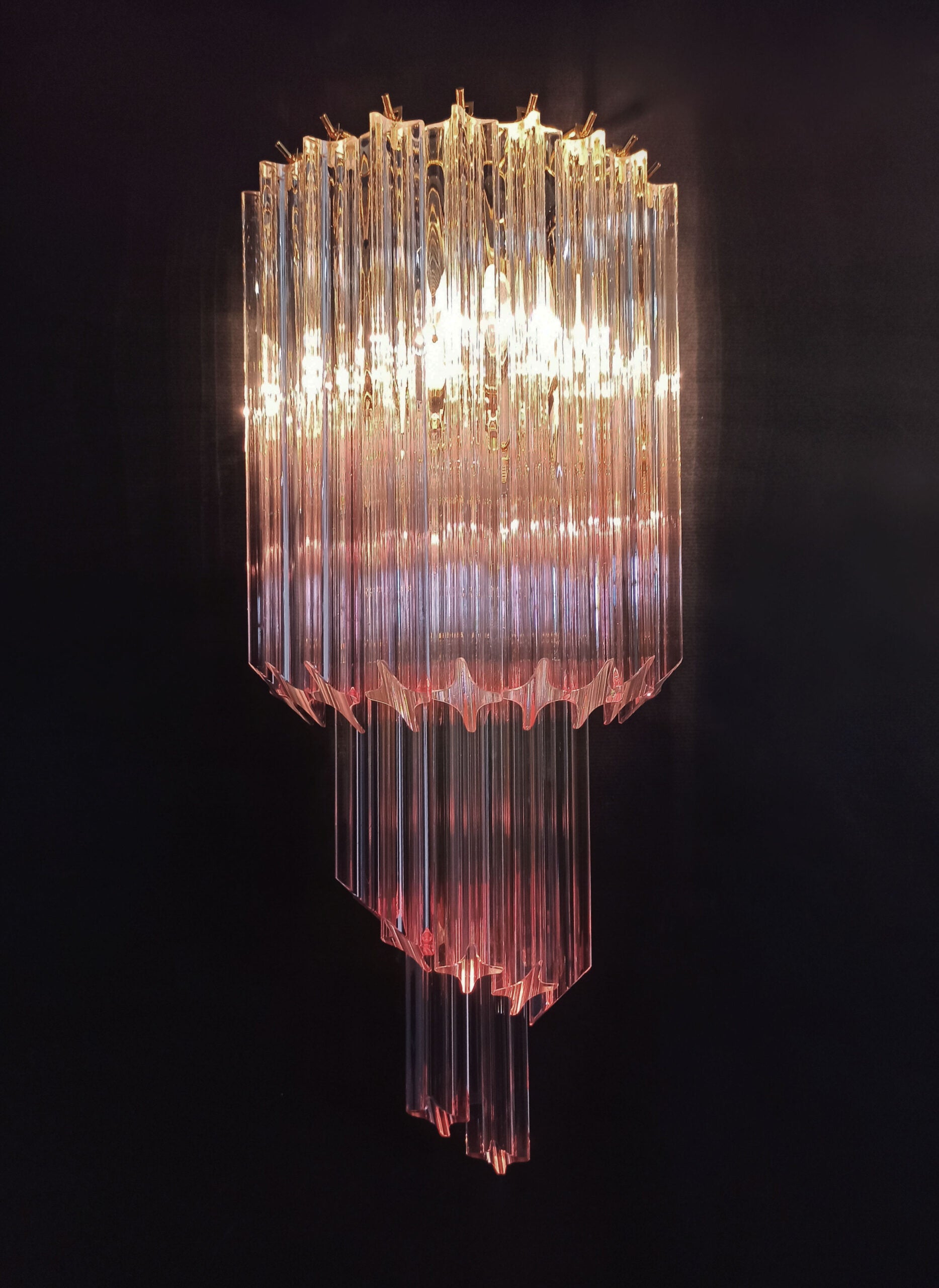 Murano Vegglampe | 32 Klare Rosa Prismeglass | 1 par
