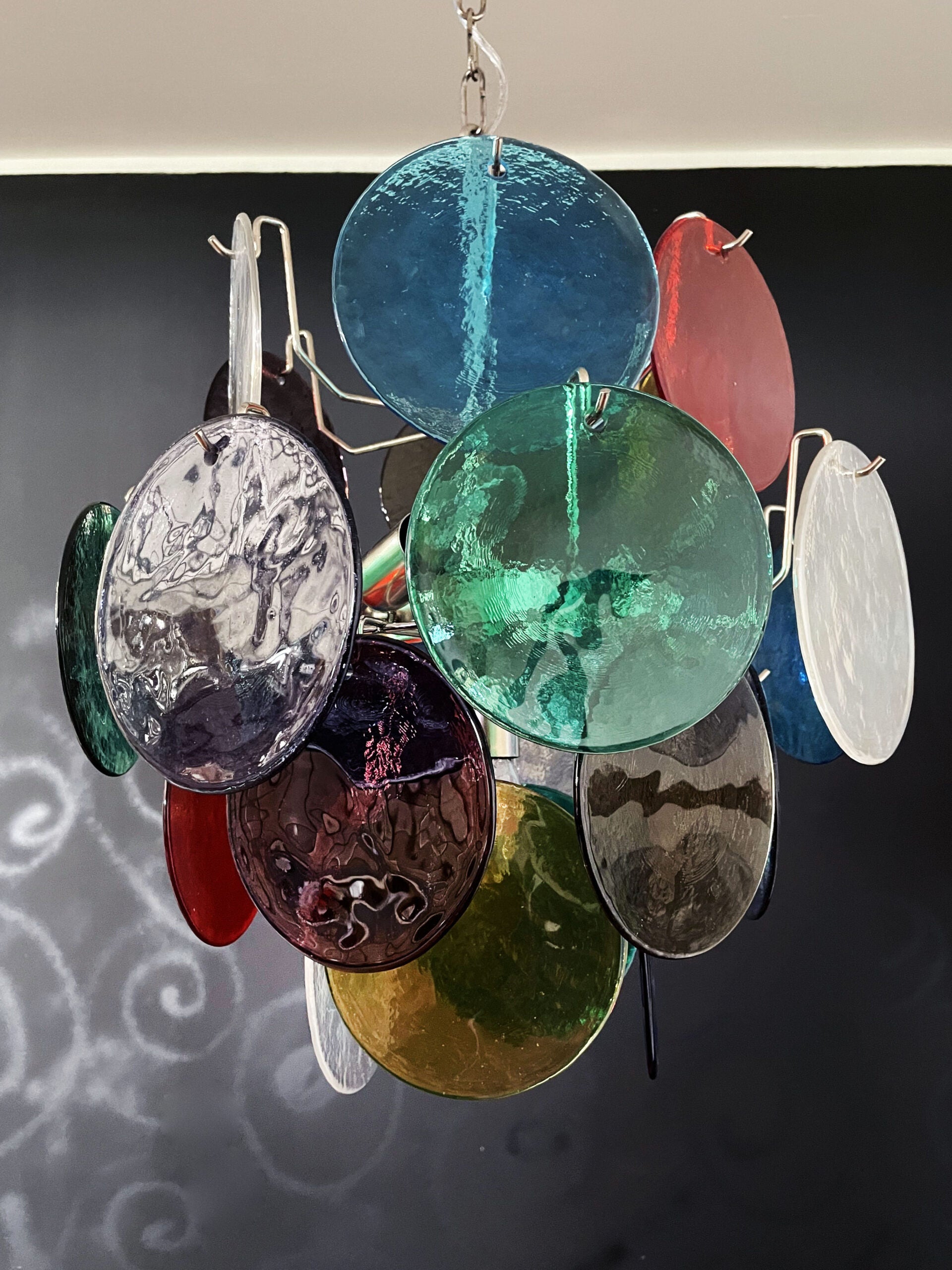 Murano Lysekrone – 24 Multifargede Glassdisker – detalj 7 – Murano Classics