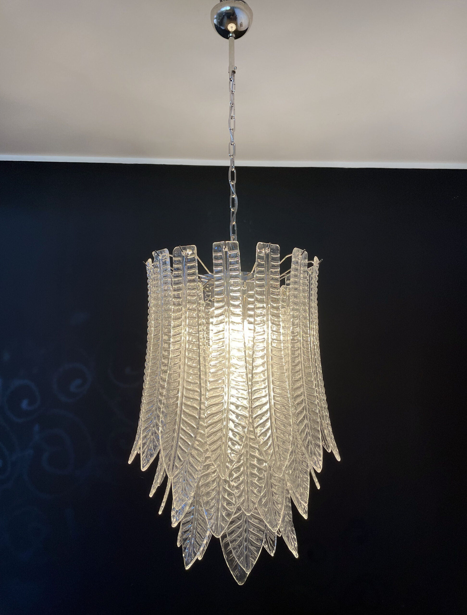 Murano Chandelier – 41 Clear Felci Glass – detail 11 – Murano Classics