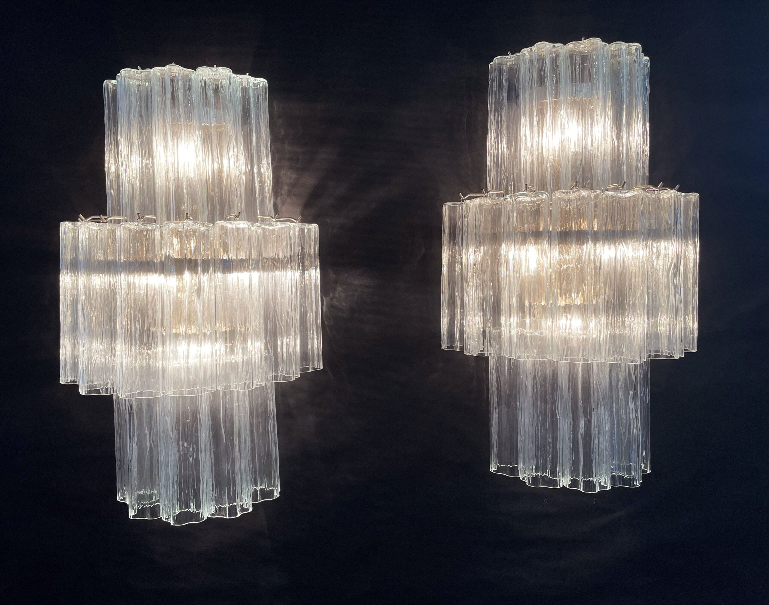 Murano Vegglampe | 18 Klare Prismeglass | 1 par