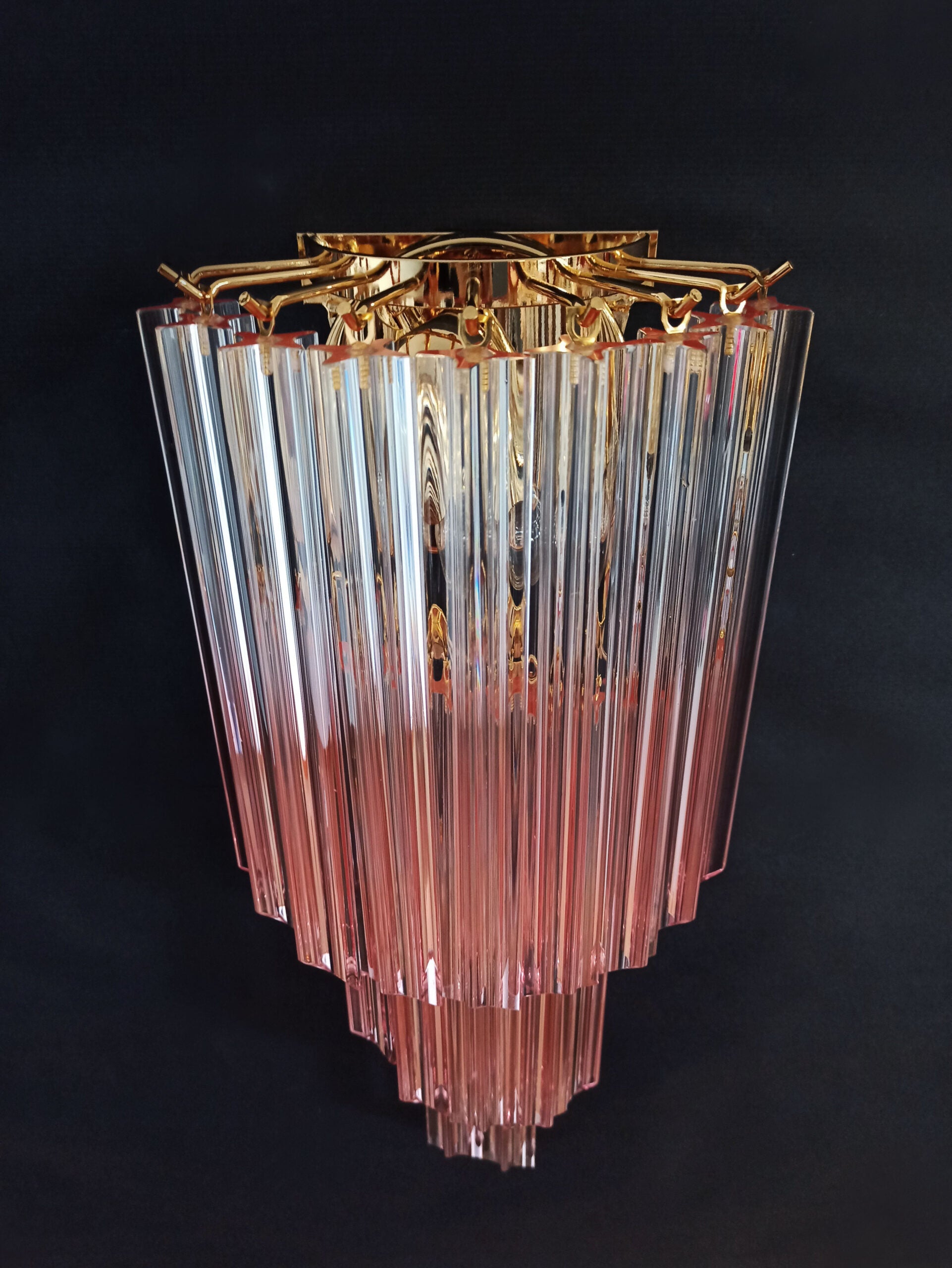 Murano Vegglampe | 32 Klare Rosa Prismeglass | 1 par