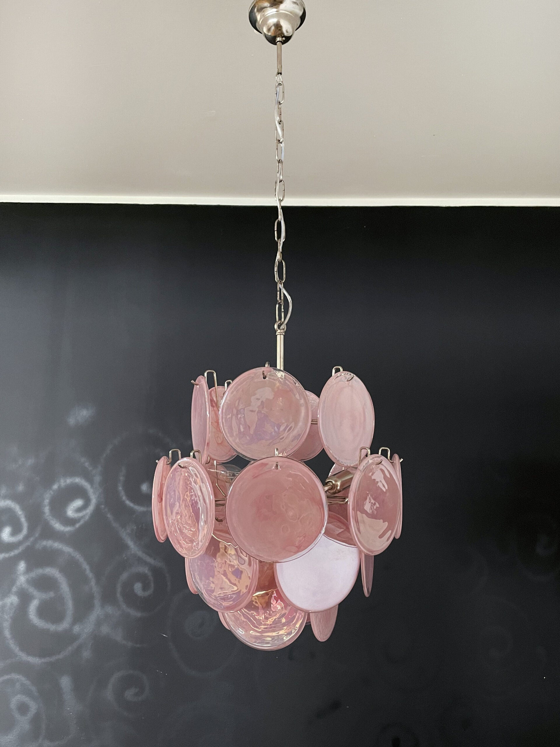 Murano Chandelier – 24 Pink Disc Glass – detail 7 – Murano Classics