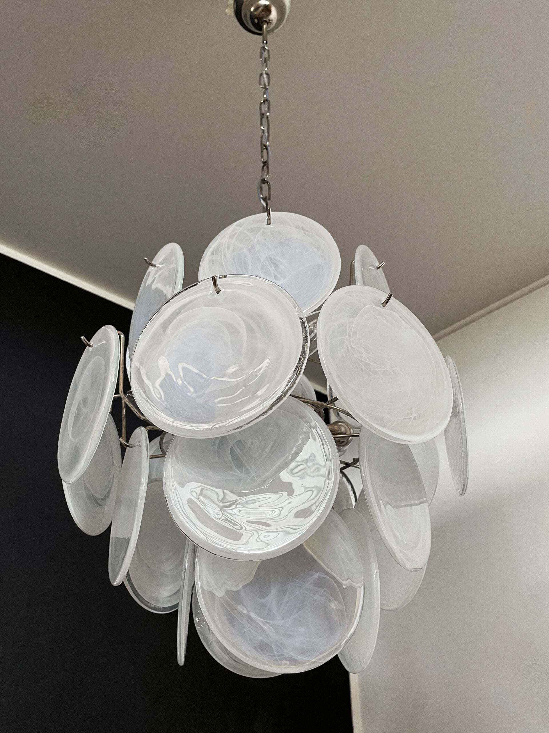 Murano Chandelier – 24 White Disc Glass – detail 8 – Murano Classics