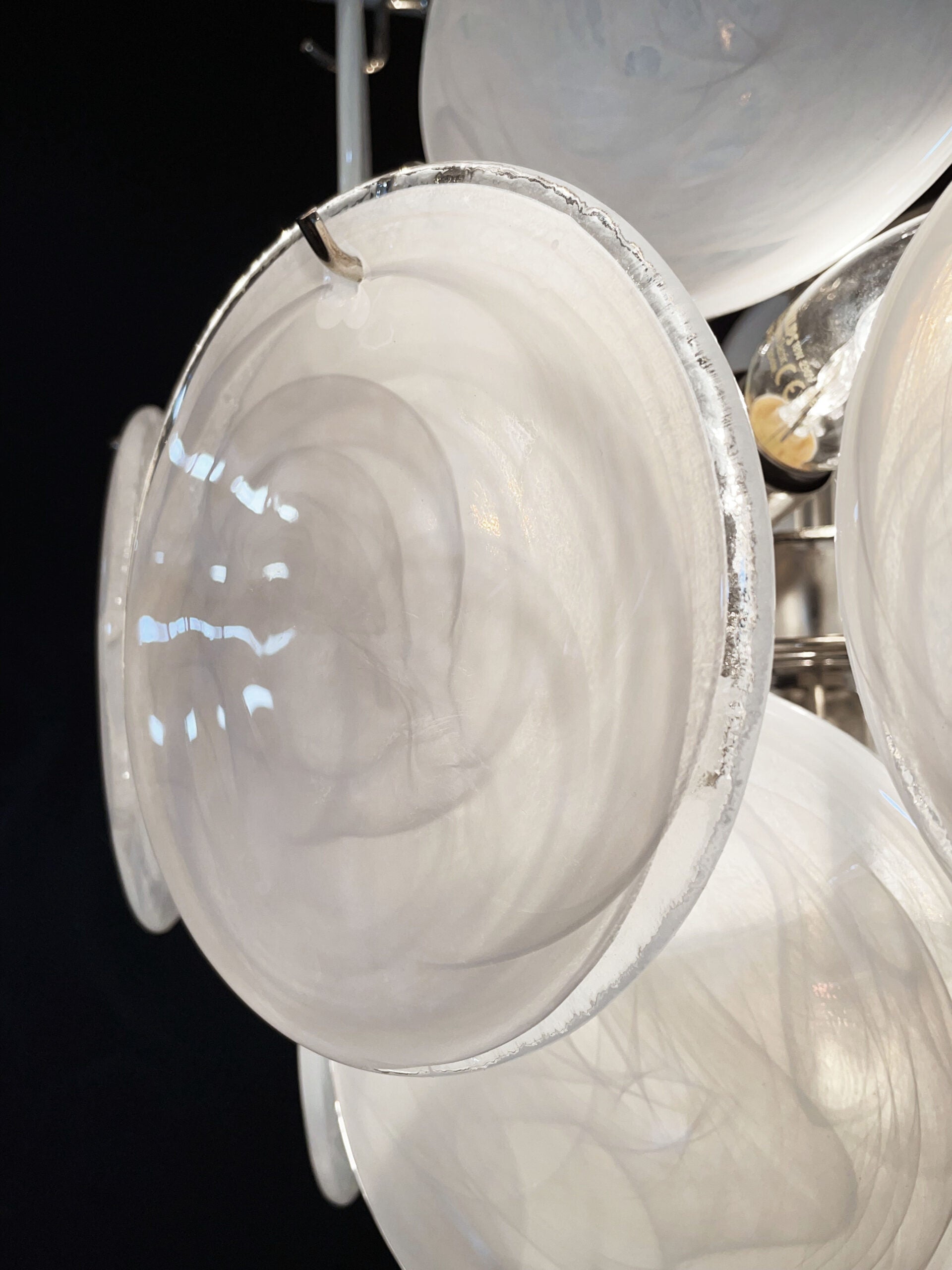 Murano Chandelier – 24 White Disc Glass – detail 11 – Murano Classics