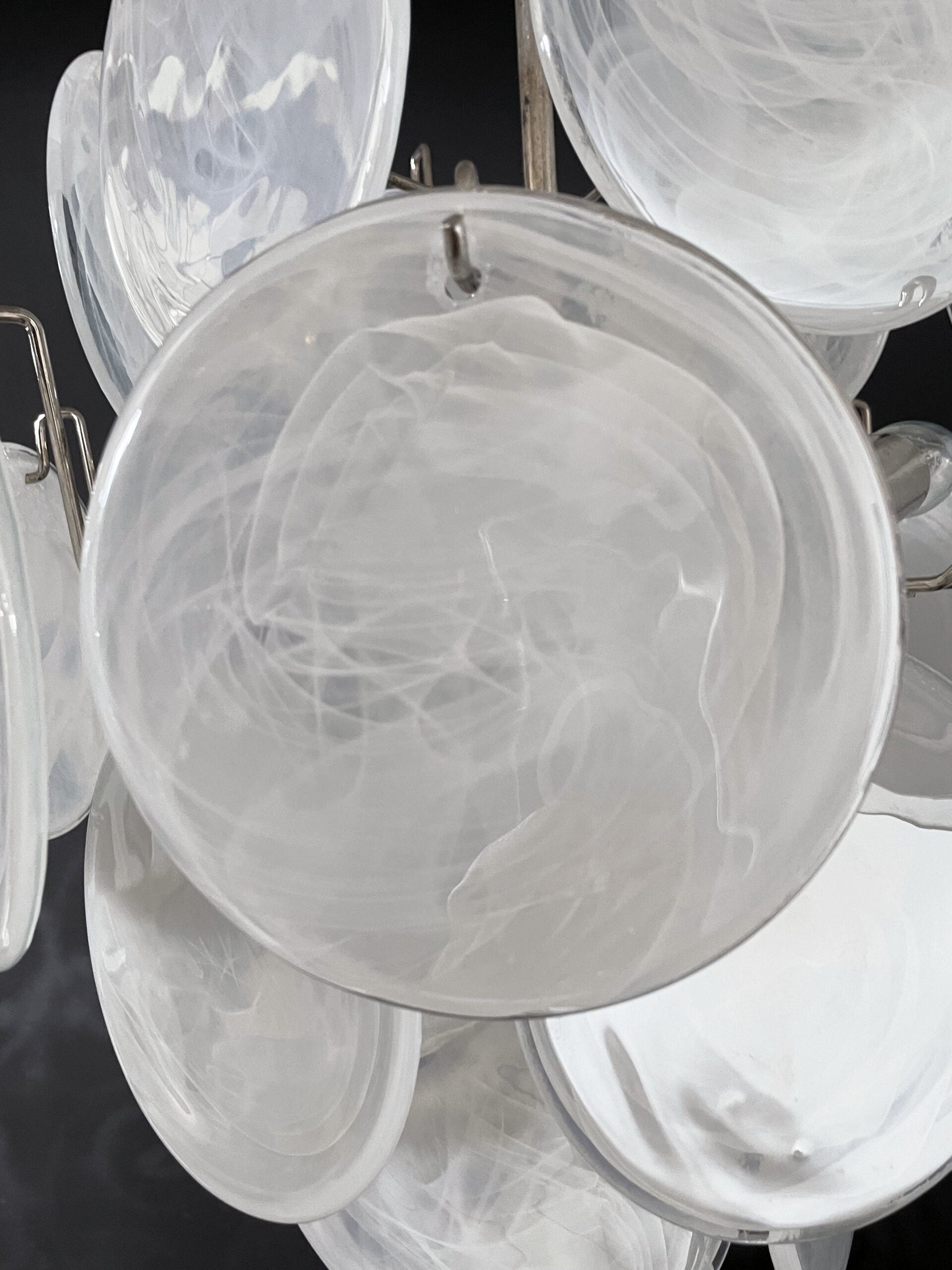 Murano Chandelier – 24 White Disc Glass – detail 4 – Murano Classics