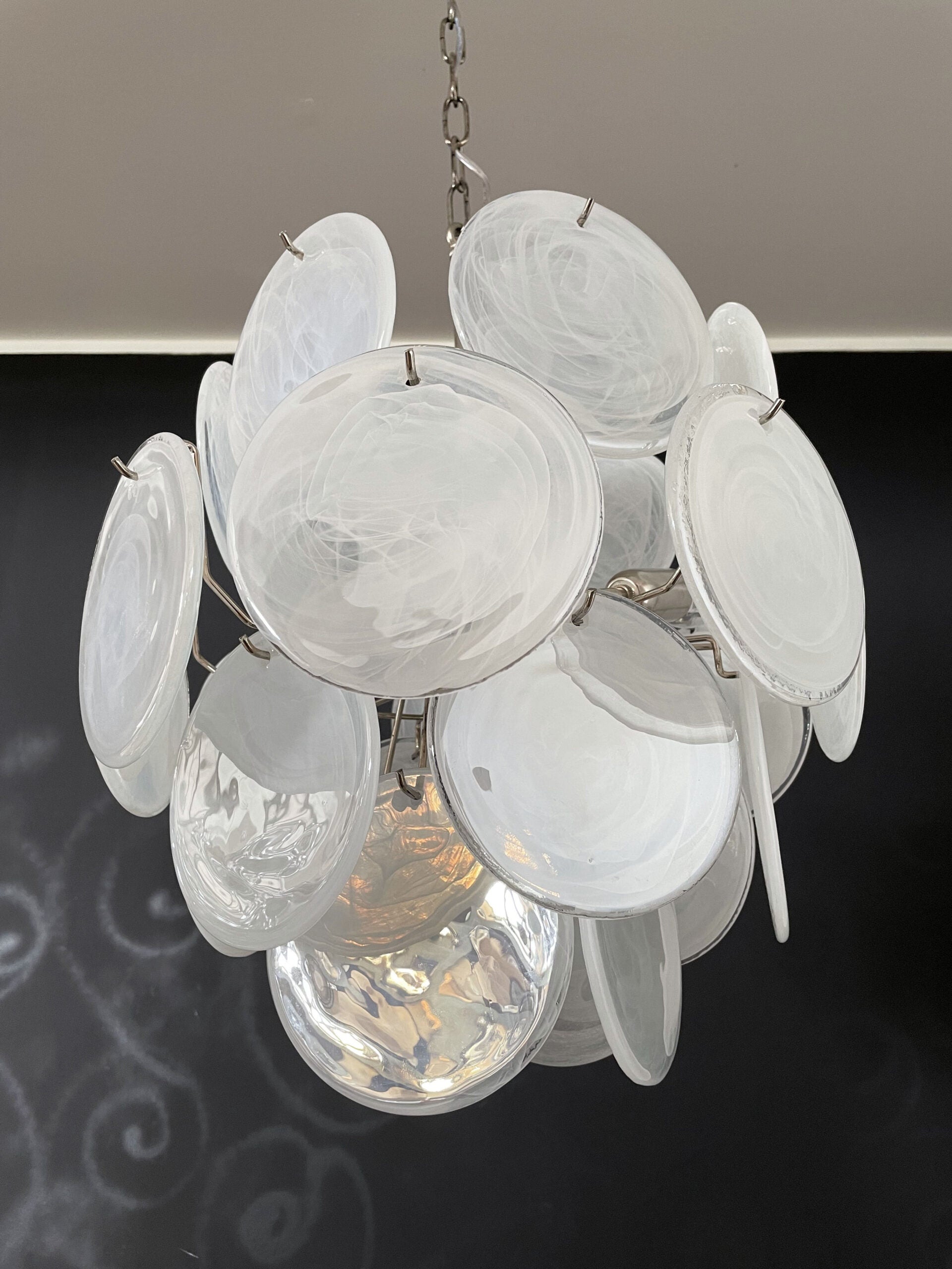 Murano Chandelier – 24 White Disc Glass – detail 5 – Murano Classics