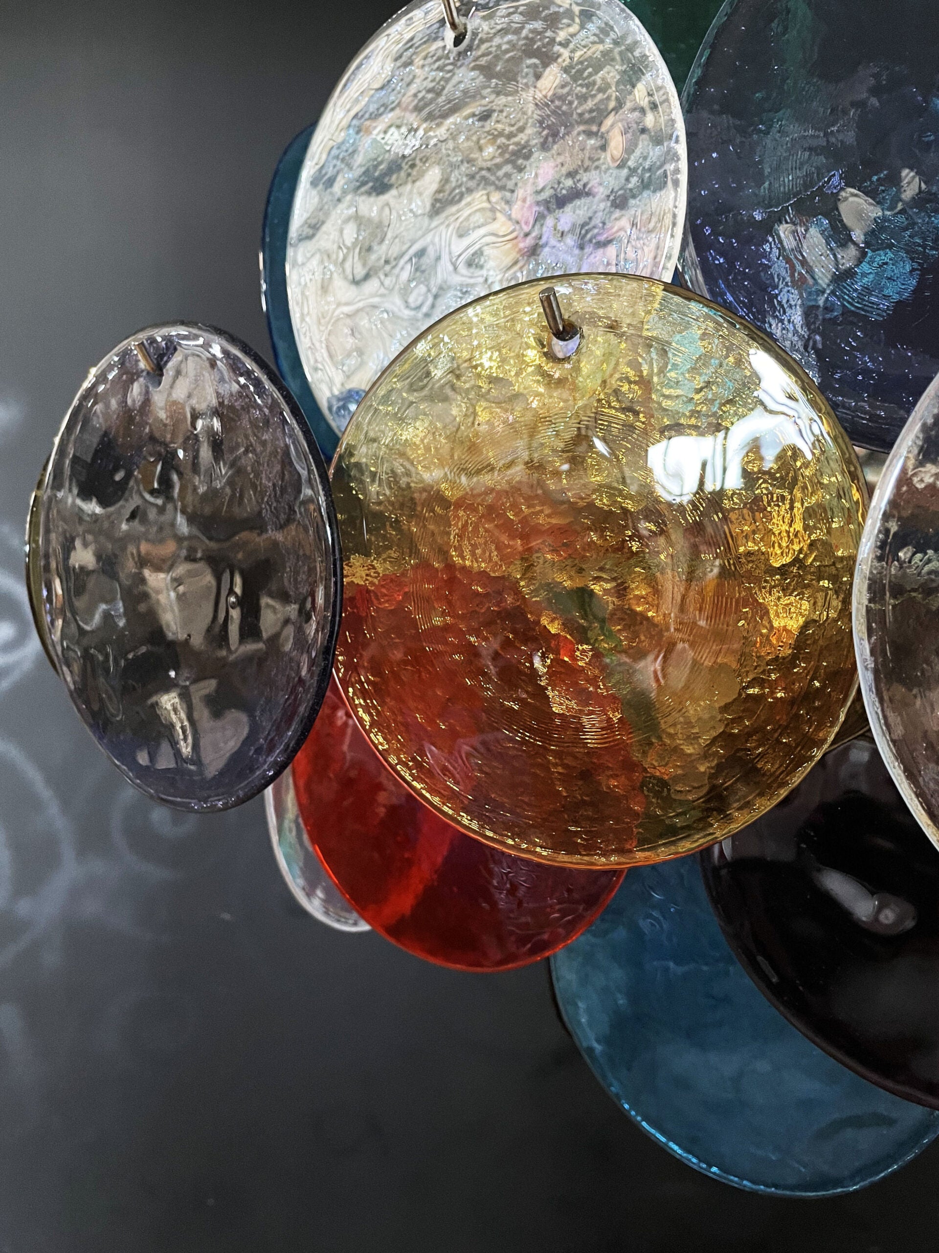 Murano Chandelier – 36 Multicoloured Disc Glass Elements – detail 11 – Murano Classics