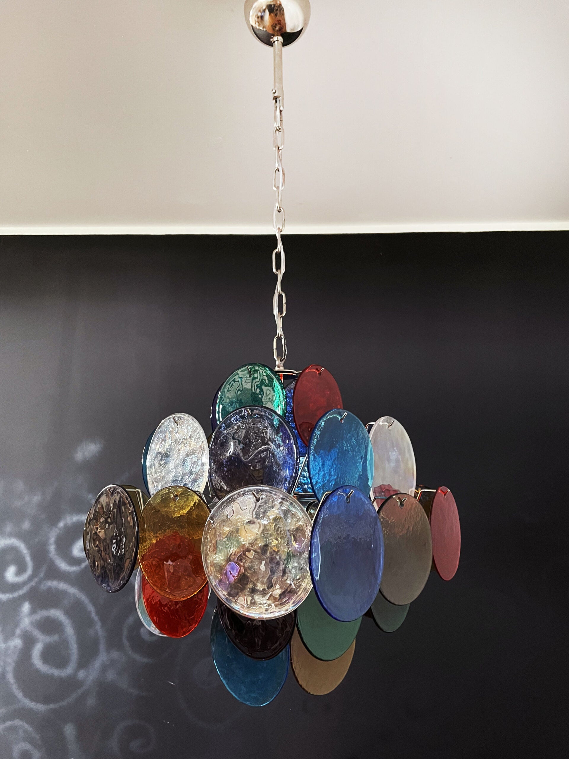 Murano Chandelier – 36 Multicoloured Disc Glass Elements – detail 10 – Murano Classics