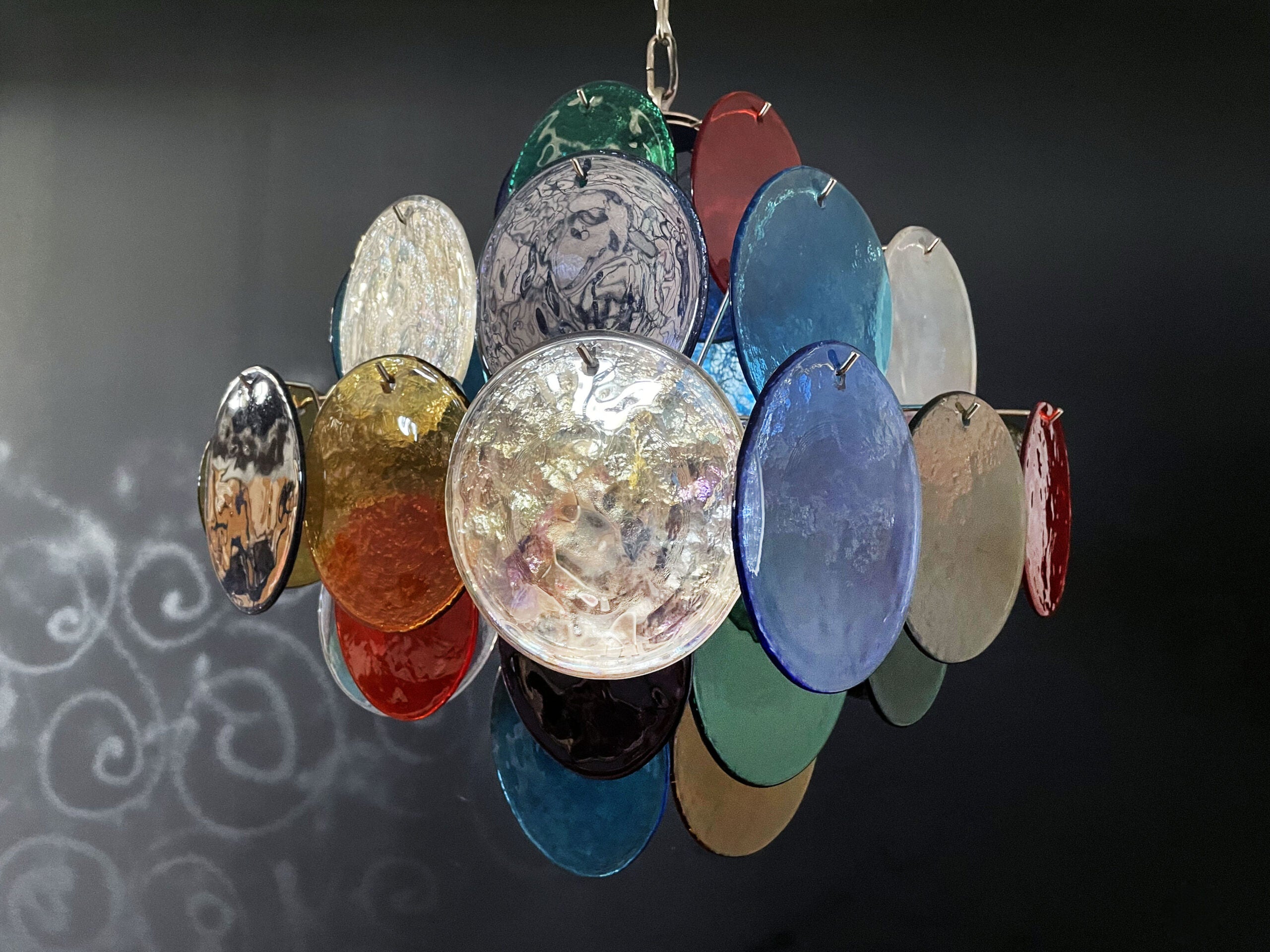 Murano Chandelier – 36 Multicoloured Disc Glass Elements – detail 9 – Murano Classics