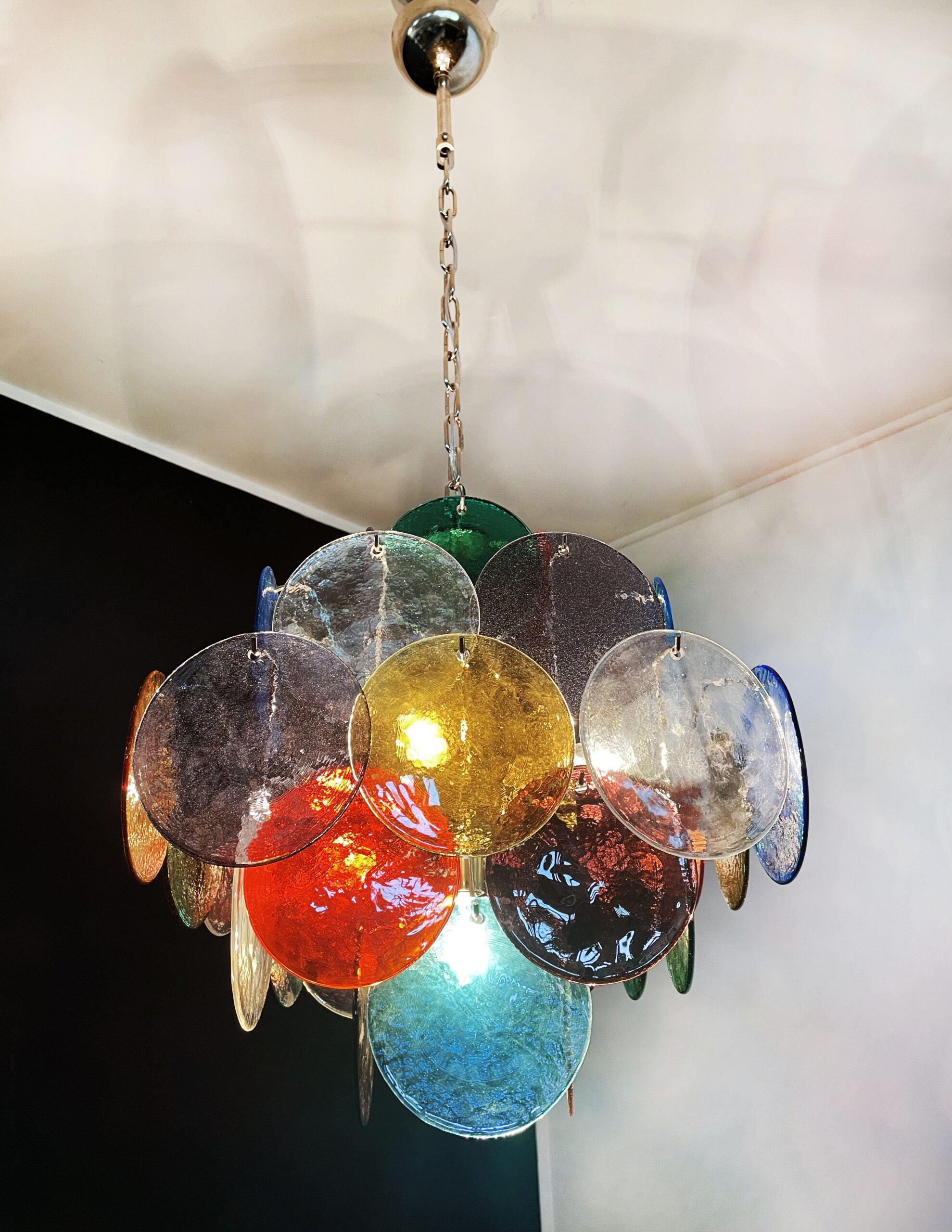 Murano Chandelier – 36 Multicoloured Disc Glass Elements – detail 3 – Murano Classics