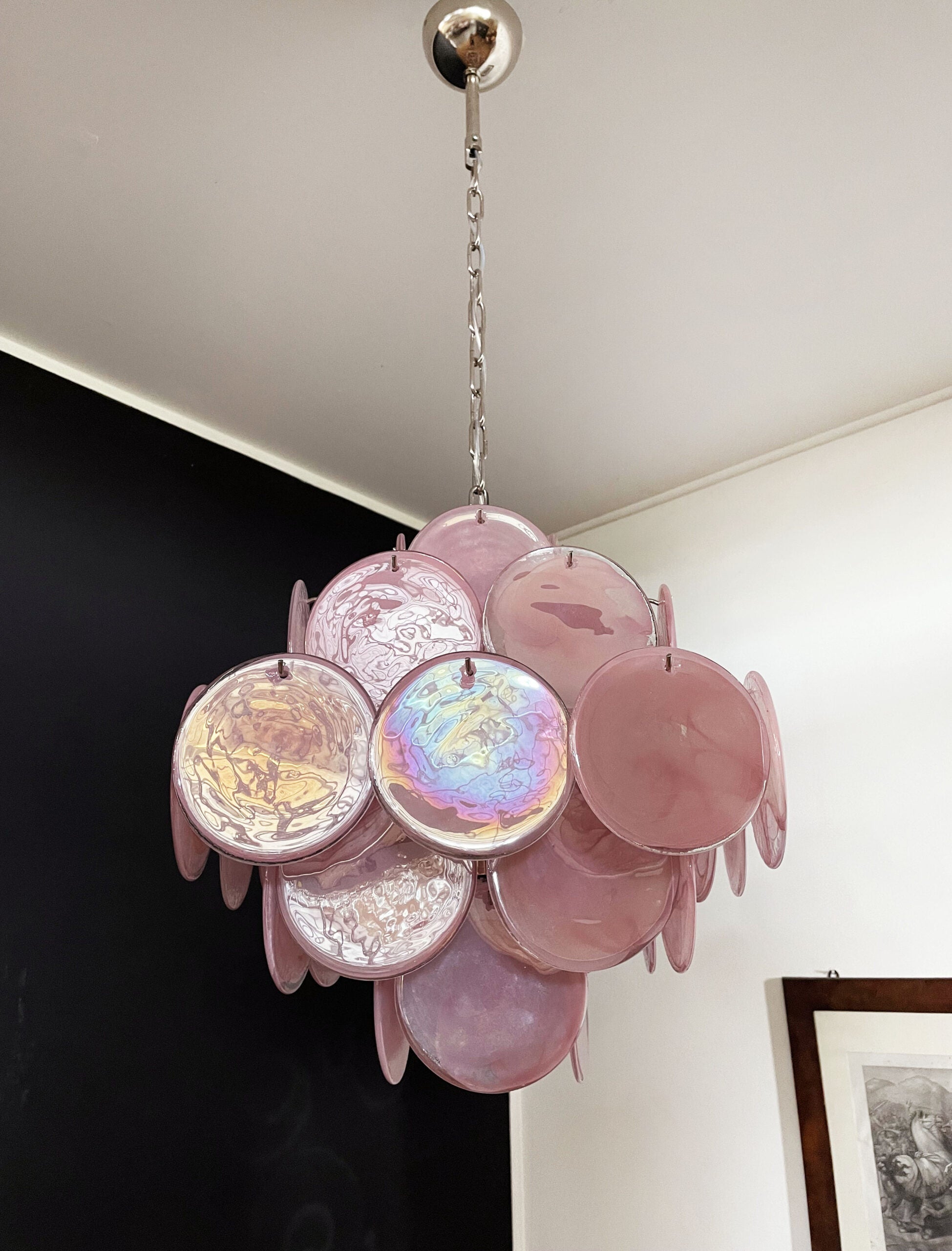 Murano Chandelier – 36 Pink Disc Glass – detail 5 – Murano Classics