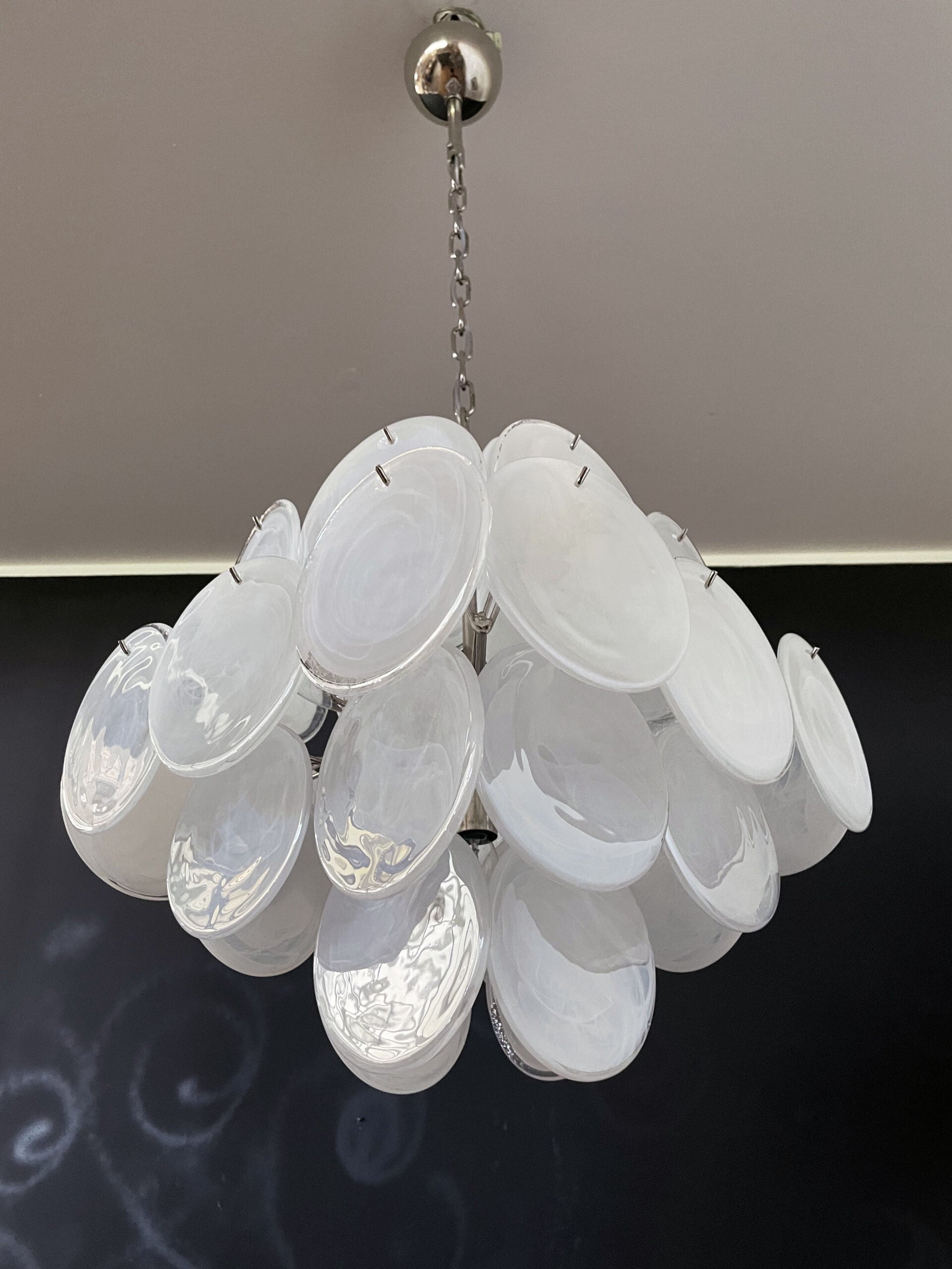 Murano Chandelier – 36 White Disc Glass – detail 8 – Murano Classics