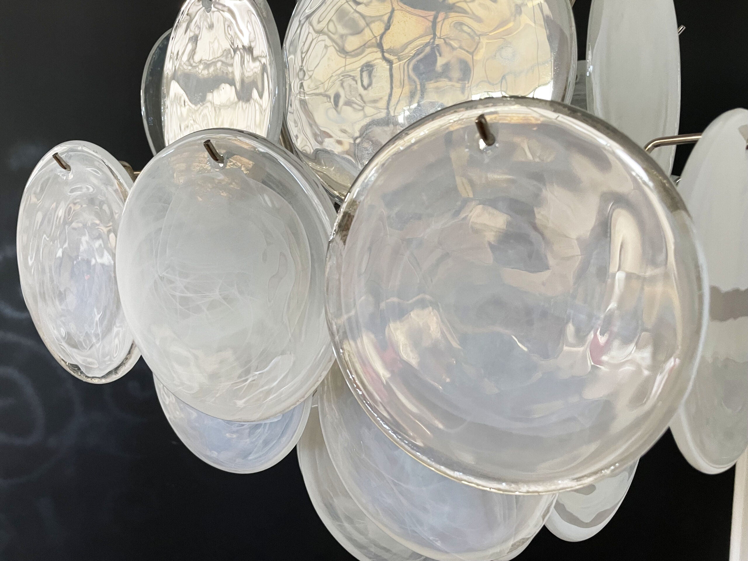Murano Chandelier – 36 White Disc Glass – detail 9 – Murano Classics