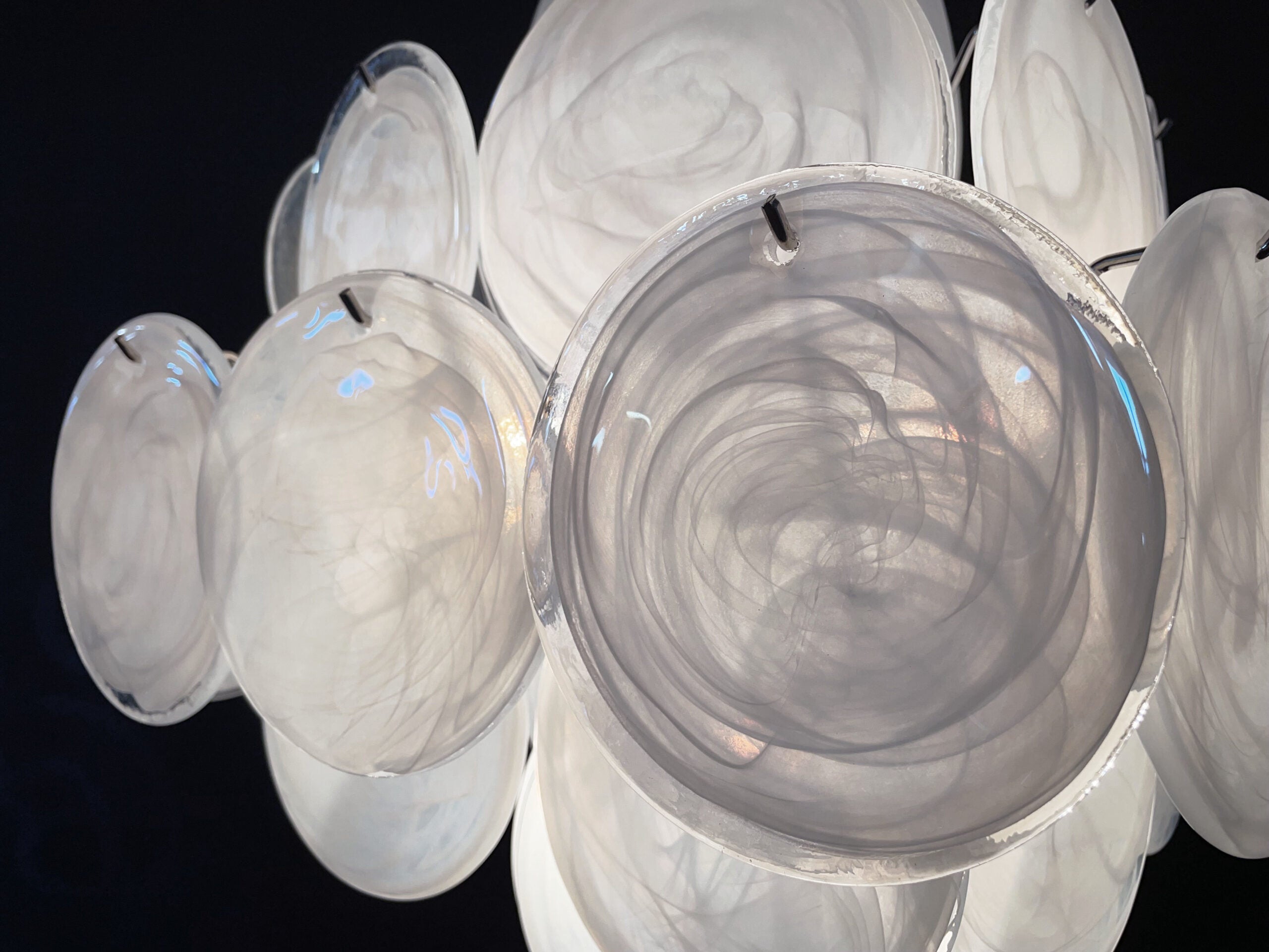 Murano Chandelier – 36 White Disc Glass – detail 11 – Murano Classics