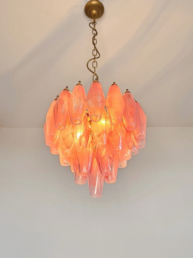 Murano Kronleuchter – 32 Rosa Alabaster Poliedriglas – Detail 2 – Murano Classics