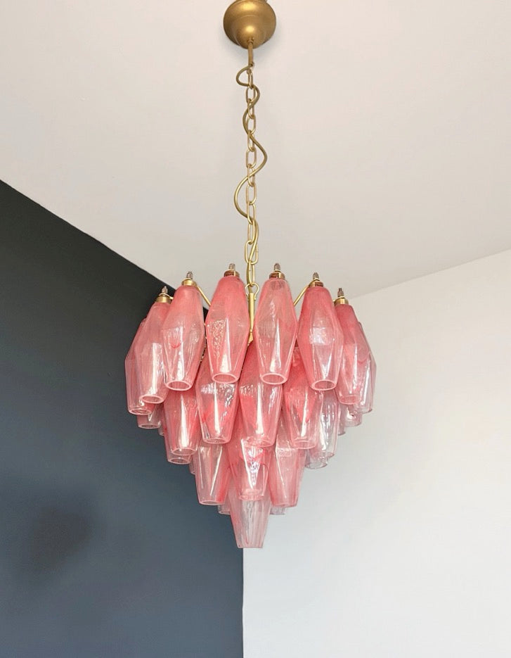 Murano Kronleuchter – 32 Rosa Alabaster Poliedriglas – Detail 9 – Murano Classics