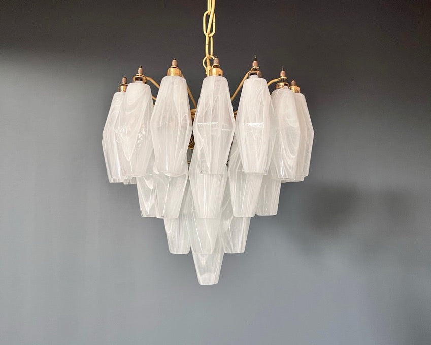 Murano Lysekrone | Alabaster hvit Hvite Alabaster Gull Poliedriglass