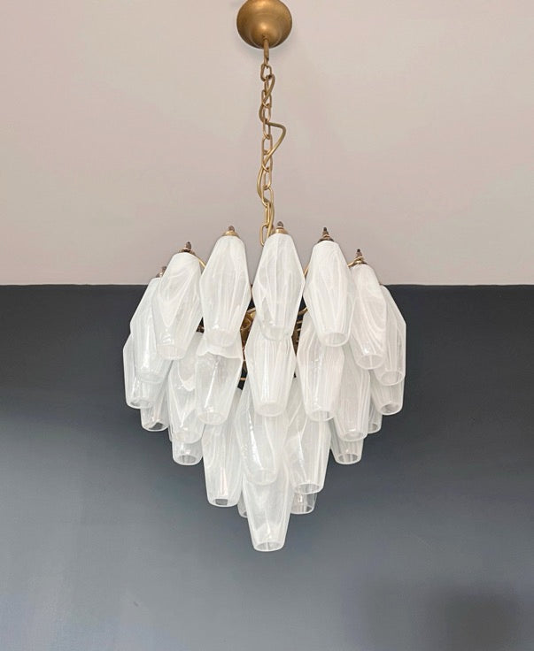 Murano Kroonluchter – 32 Witte Alabaster Poliedriglas – detail 11 – Murano Classics