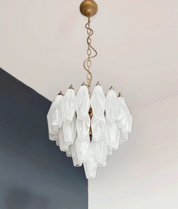 Murano Kroonluchter – 32 Witte Alabaster Poliedriglas – detail 10 – Murano Classics