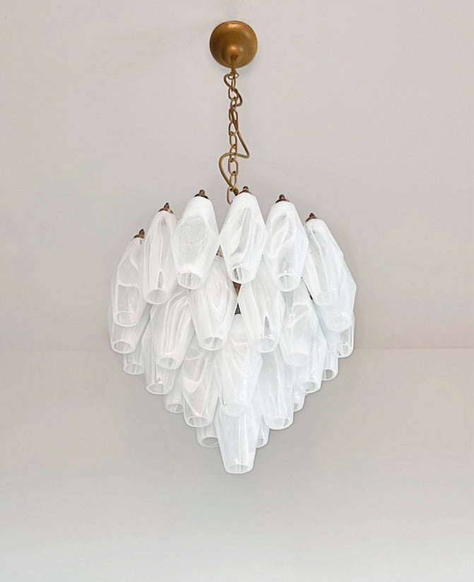 Murano Kroonluchter – 32 Witte Alabaster Poliedriglas – detail 8 – Murano Classics