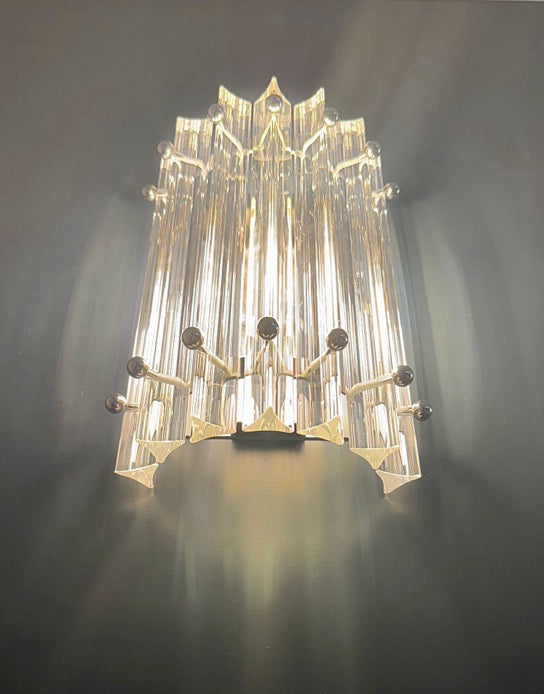 Murano Wall Lamp – 7 Clear Prism Glass – Set of 2 – detail 2 – Murano Classics