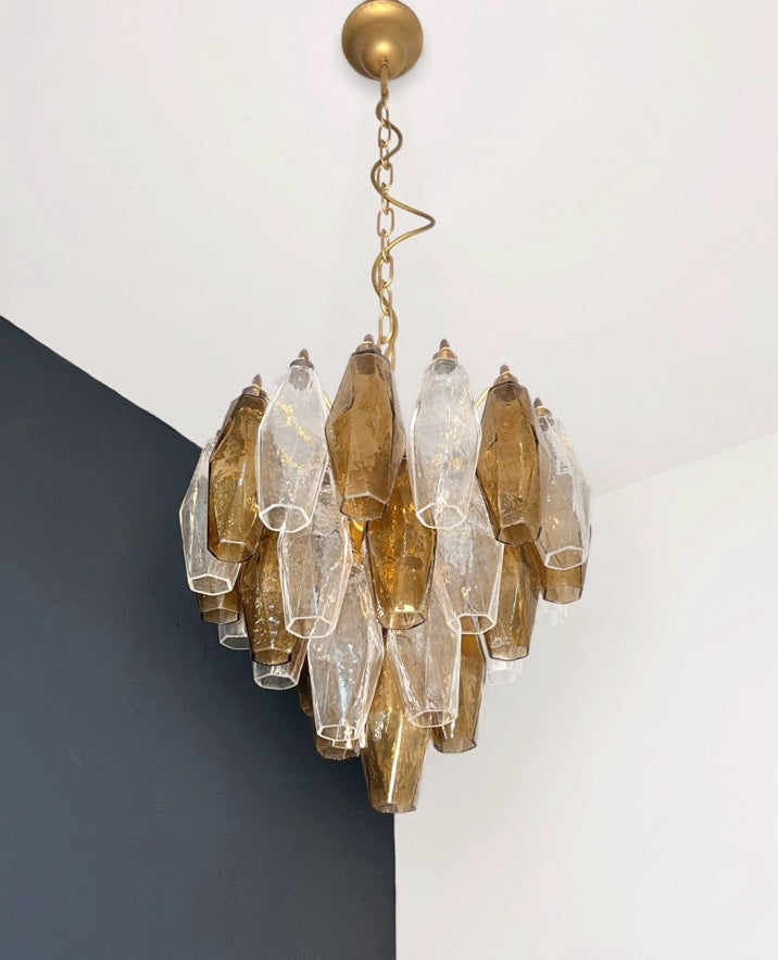 Lampadario Murano – 32 Vetri Poliedri Trasparenti Affumicati – dettaglio 9 – Murano Classics